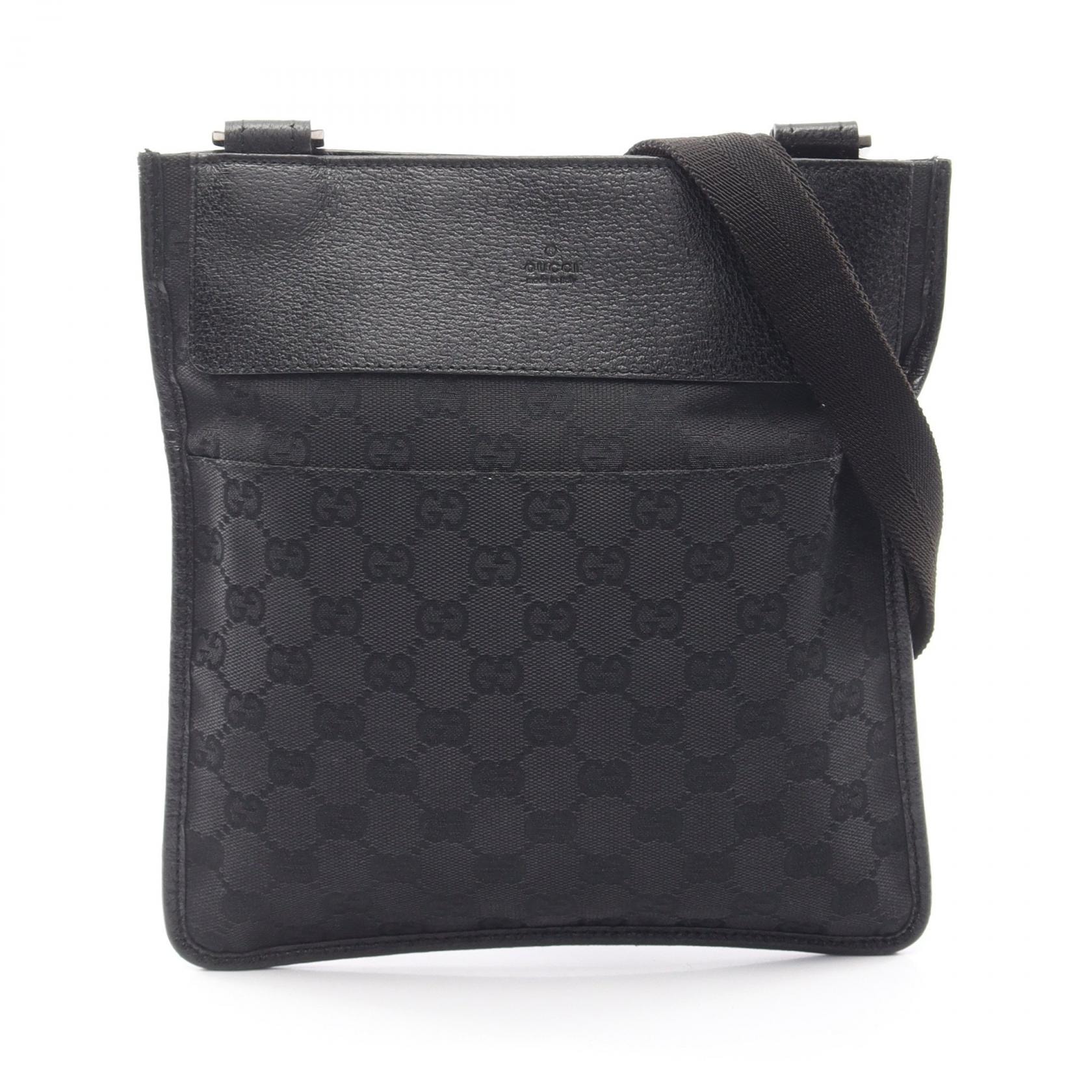 グッチ GUCCI GGキャンバス ショルダーバッグ バッグ キャンバス レザー レディース ブラック系 27639 【中古】