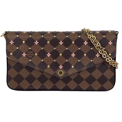 LOUIS VUITTON ルイ・ヴィトン ポシェットフェリシーGM チェーンウォレット ポーチ付き ショルダーバッグ N60474 ダミエキャンバス ローズバレリーヌ ブラウン レディース【中古】