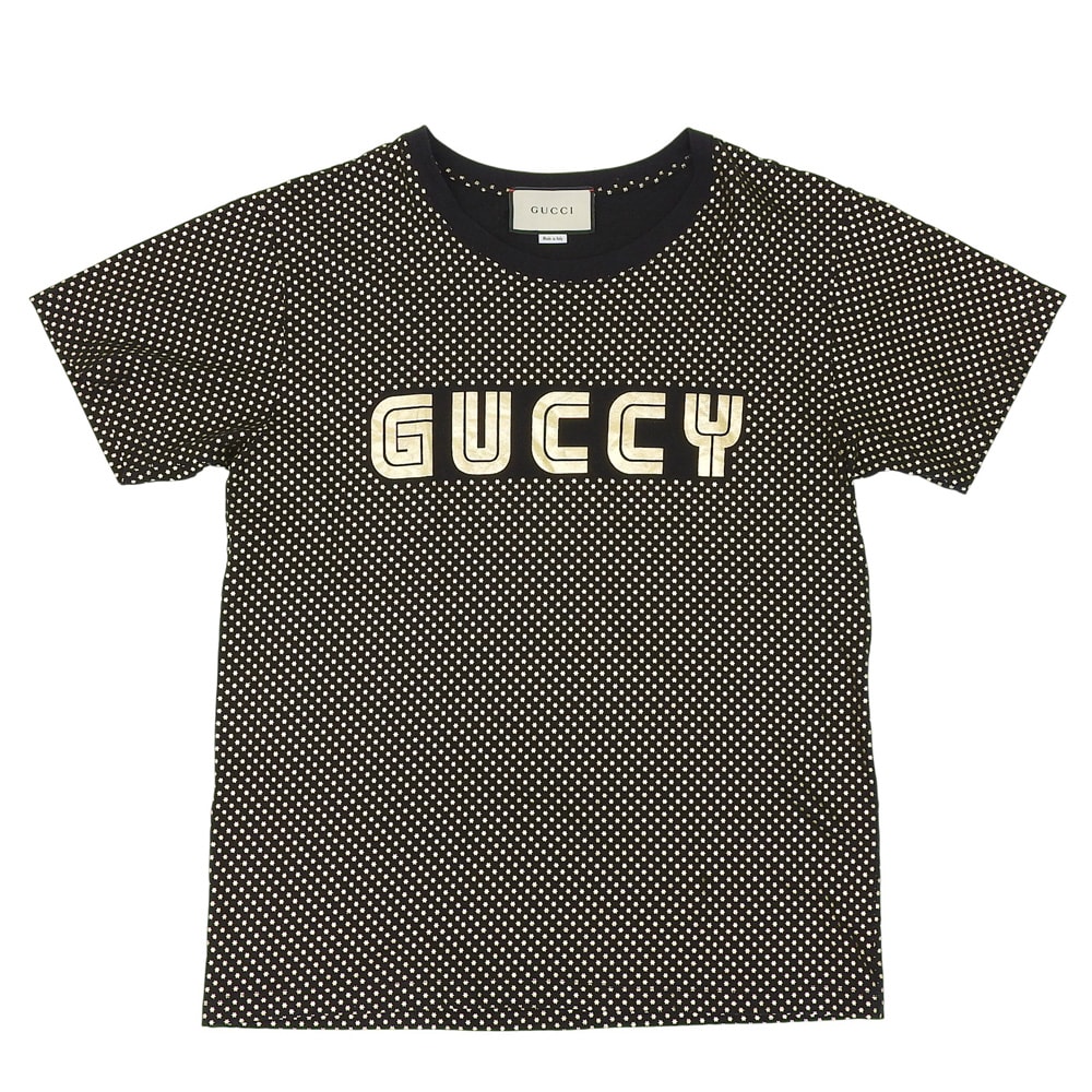 グッチ ロゴ 半袖 コットン Tシャツ トップス レディース ブラック S 493117 S