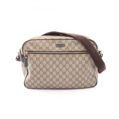 グッチ GUCCI GGスプリーム ショルダーバッグ バッグ PVCコーティングキャンバス レザー メンズ レディース ベージュ系 / ブラウン系 211107 【中古】