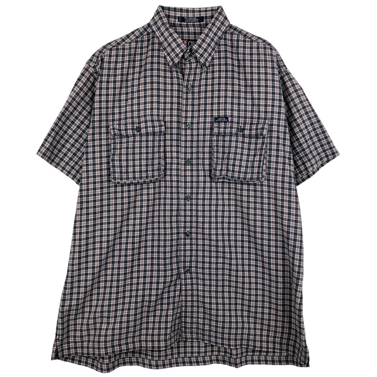 古着 ラルフローレン Ralph Lauren CHAPS チャップス 半袖 ボタンダウン チェックシャツ ボックスシャツ メンズL相当/eaa604163