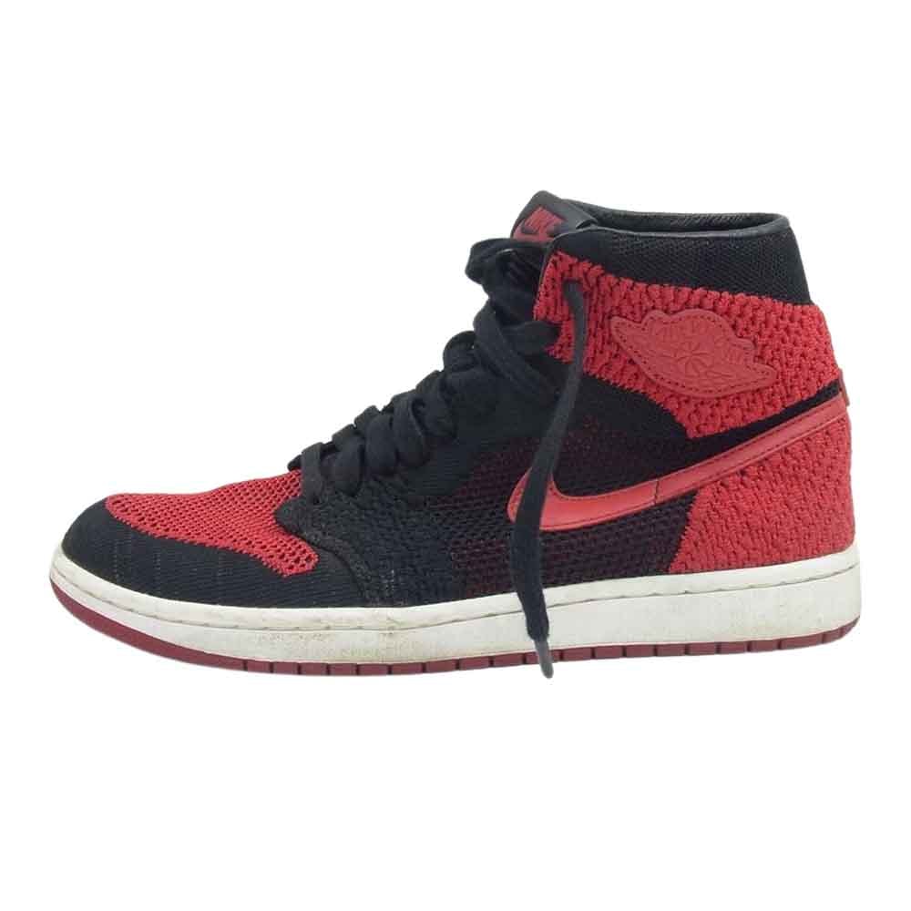 NIKE AIR JORDAN ナイキ ジョーダン スニーカー 919704-001 1 RETRO HI FLYKNIT BRED 1 ハイ フライニット ブレッド ハイカット スニーカー ブラック系 レッド系 27cm【中古】