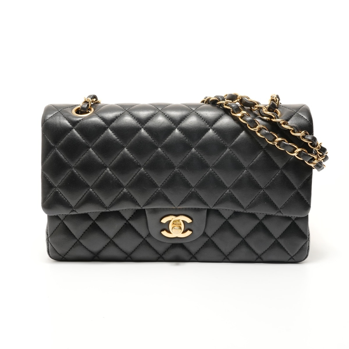シャネル CHANEL 24番台 マトラッセ ラムスキン ダブルフラップ 25 チェーン ショルダーバッグ【中古】