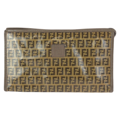 美品 FENDI フェンディ ズッキーノ ブラウン PVC レザー/ クラッチバッグ セカンドバッグ 男女兼用 602285 【中古】