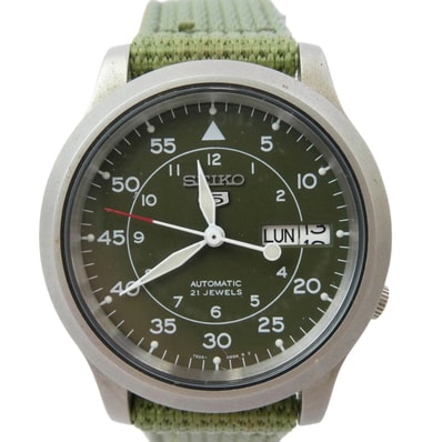 SEIKO セイコー 時計 7S26-02J0 オートマチック 自動巻き 裏スケルトン ミリタリーウ ォッチ 腕時計 カーキ系【中古】