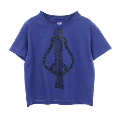 エルメス HERMES FANTAISIE D'ETRIERS 半袖Tシャツ 衣料品 トップス コットン レディース ブルー系 3E4624DL 【中古】