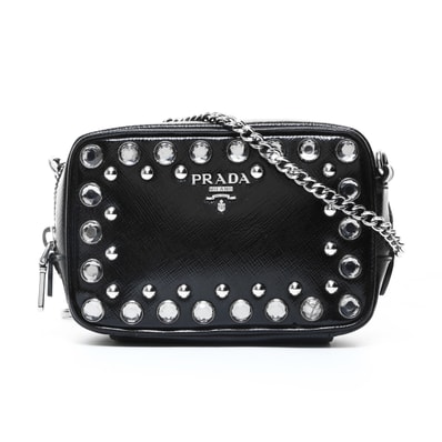 プラダ PRADA PVC スタッズ ミニ カメラバッグ ショルダーバッグ【中古】