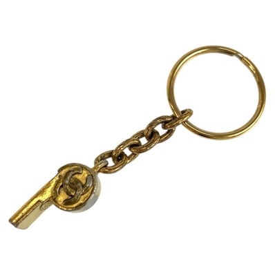 シャネル ココマーク ホイッスル キーホルダー キーリング ゴールド メッキ レディース CHANEL 中古