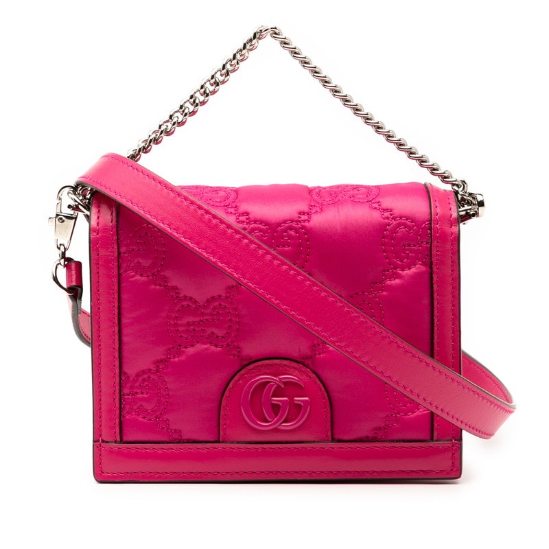 グッチ GGマーモント マトラッセ ミニハンドバッグ ショルダーバッグ 2WAY 723777 ピンク ナイロン レザー レディース GUCCI 【中古】
