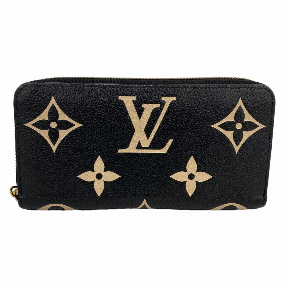 ★最終価格【6cd5338-k】ルイヴィトン 長財布 モノグラム・アンプラント バイカラー  ジッピーウォレット M80481 ブラック ベージュ【中古】レディース