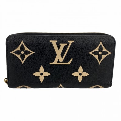 ★最終価格【6cd5338-k】ルイヴィトン 長財布 モノグラム・アンプラント バイカラー ジッピーウォレット M80481 ブラック ベージュ【中古】レディース