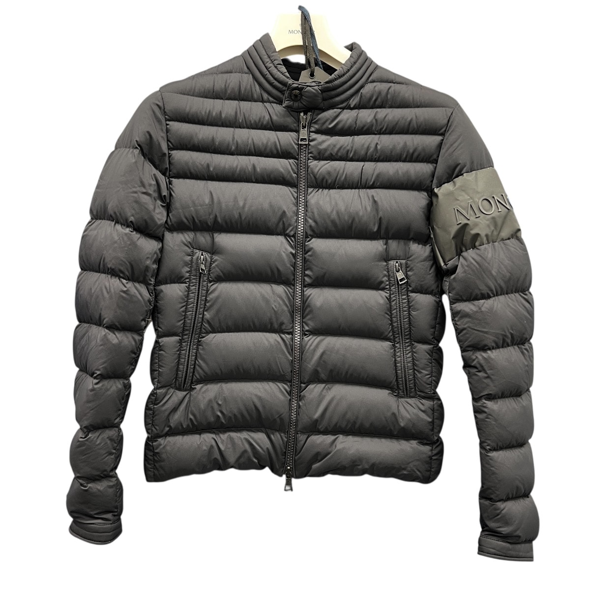 MONCLER 希少 美品 モンクレール ARREE GIUBBOTTO アリー ダウンジャケット 1A54200 ナイロン ダウン ブラック ロゴ サイズ2 アウター ABランク 中古 鑑定済 モンクレールダウンジャケット