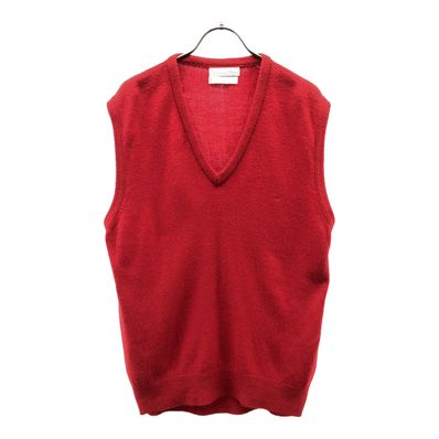 Christian Dior クリスチャンディオール 80s 90s USA製 オールド ロゴ刺繍 Vネック ニットベスト M レッド セーター
