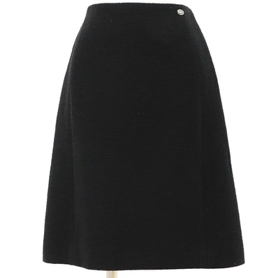 SALE【美品】CHANEL シャネル ツイードスカート サイズ 40 レディース 08A P33834 ロゴチャーム ボトムス ブラック 黒 フランス製 カール・ラガーフェルド期