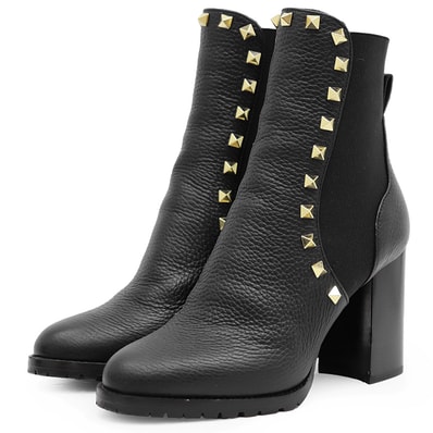 【美品】Valentino Garavani ヴァレンティノ・ガラヴァーニ サイドゴアブーツ サイズ 35 1/2 レディース ロックスタッズ レザー シューズ 革 靴 箱/袋付属 ブラック 黒 イタリア製