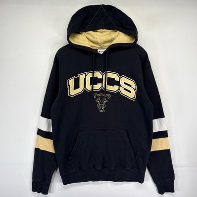 古着 チャンピオン Champion パーカー プルオーバー カレッジロゴ フーディ ワッペン スウェット S ブラック メンズ