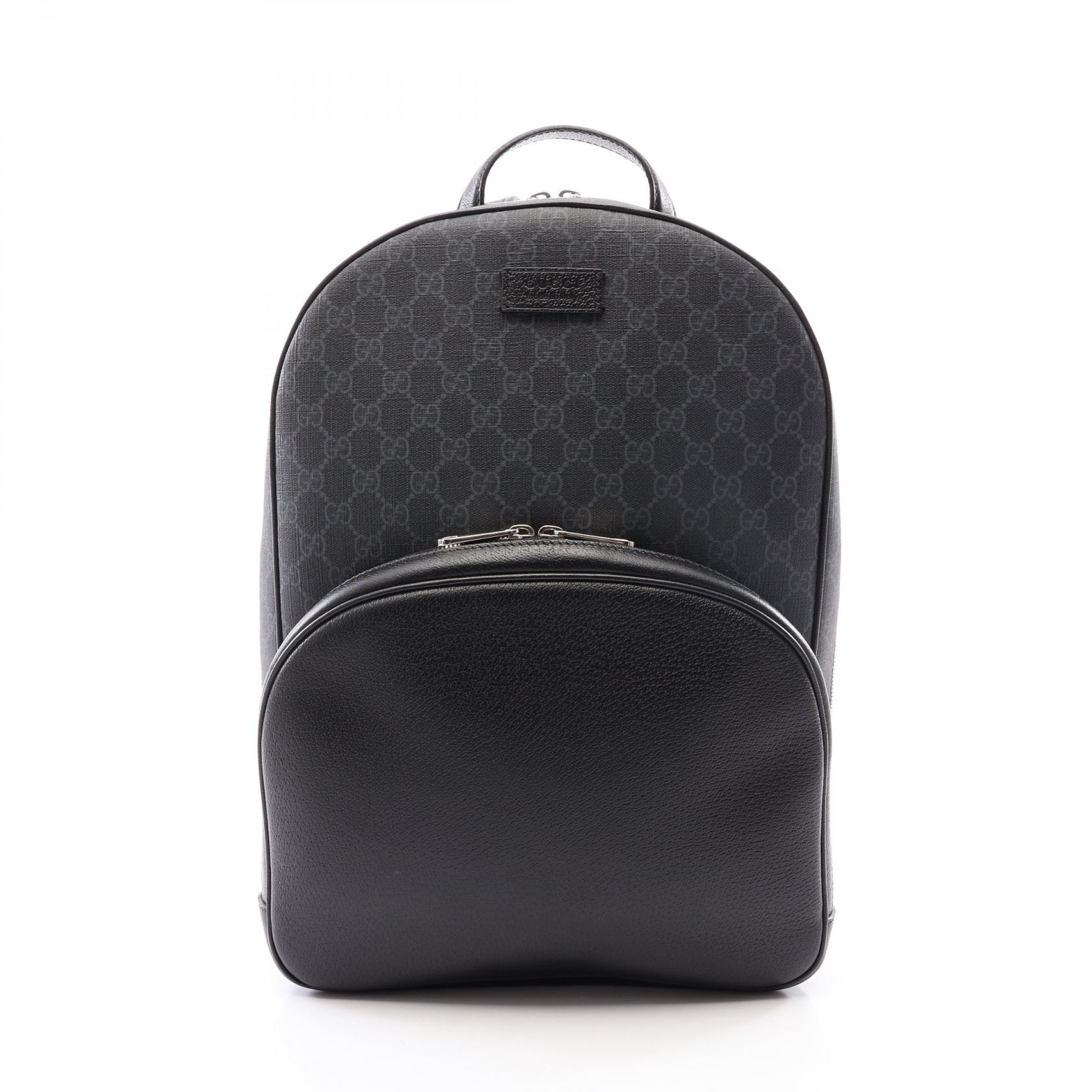 グッチ GUCCI GGスプリーム バックパック リュックサック バックパック バッグ PVCコーティングキャンバス レザー メンズ ブラック系 795462 【中古】