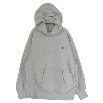 Champion チャンピオン パーカー USA製 80s 90sトリコタグ REVERSE WEAVE リバースウィーブ 無地 目付 袖目なし グレー フーディ パーカー グレー系 L【中古】