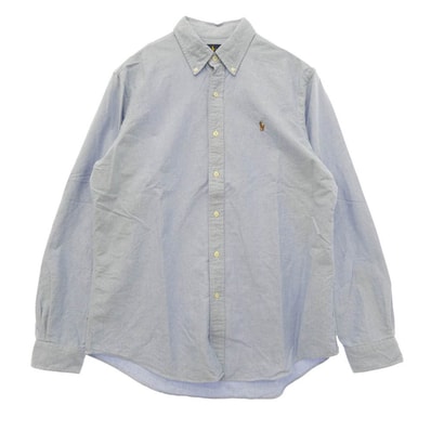 POLO RALPH LAUREN ポロ・ラルフローレン CLASSIC FIT クラシックフィット BD ボタンダウン 長袖 シャツ ブルー系 ライトブルー系 L【中古】