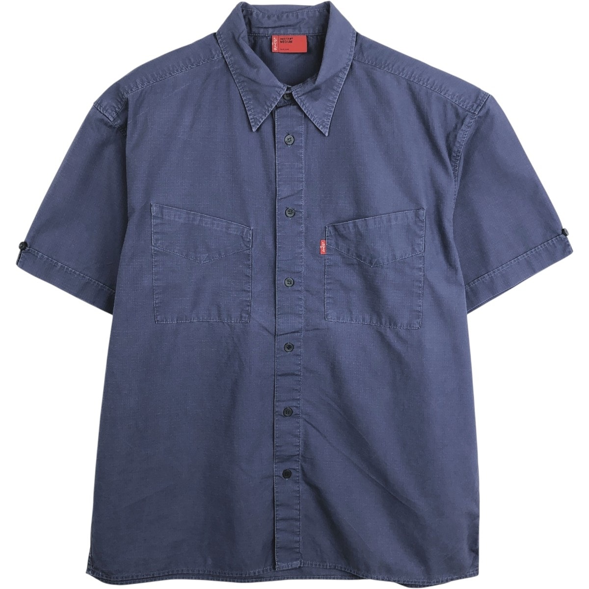 古着 リーバイス Levi's RED TAB リップストップ 半袖 コットンシャツ ボックスシャツ メンズM相当/eaa668116