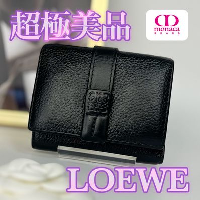 超極美品 LOEWE トライフォールド 三つ折り財布 ミニウォレット