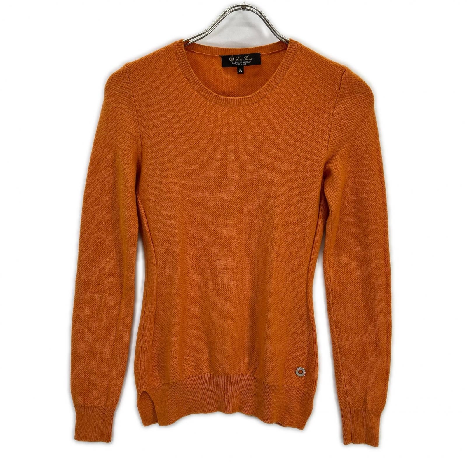 ロロピアーナ FAG1197 オレンジ  ベビーカシミヤ ニット セーター ロゴ プレート 38