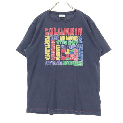 Columbia コロンビア プリント 半袖 Tシャツ M ブルー系