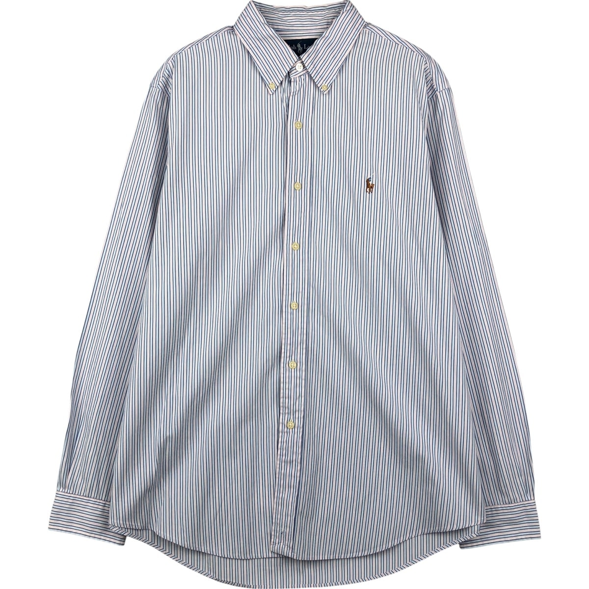 古着 ラルフローレン Ralph Lauren CUSTOM FIT マルチストライプ 長袖 ボタンダウンストライプシャツ メンズL相当/eaa609689