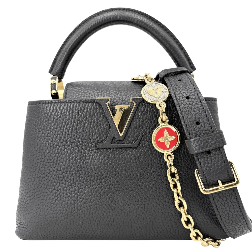 LOUIS VUITTON ルイヴィトン 2WAY パルナセアライン マイカプシーヌ スモール 斜め掛け ハンドバッグ ショルダーバッグ M24609 トリヨン ブラック 黒 ゴールド金具 レディース【中古品】