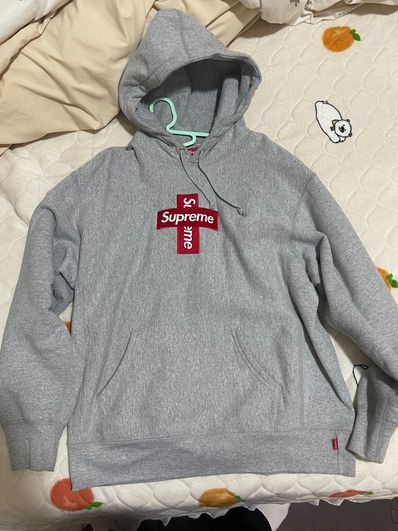Supreme Cross Box Logo Hooded Sweatshirt "Grey"
