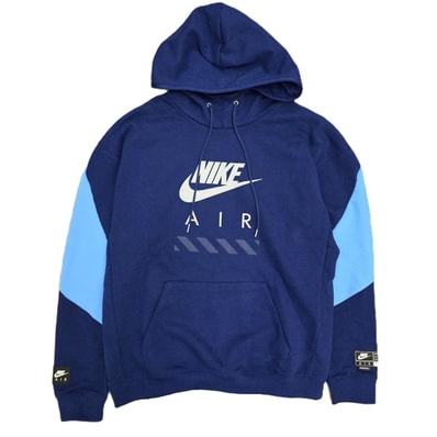【再値下げ】NIKE ナイキ AIR FLC PO BFT エア フリース プルオーバー パーカー HJ0274 L コットン ブルー ネイビー メンズ【中古】