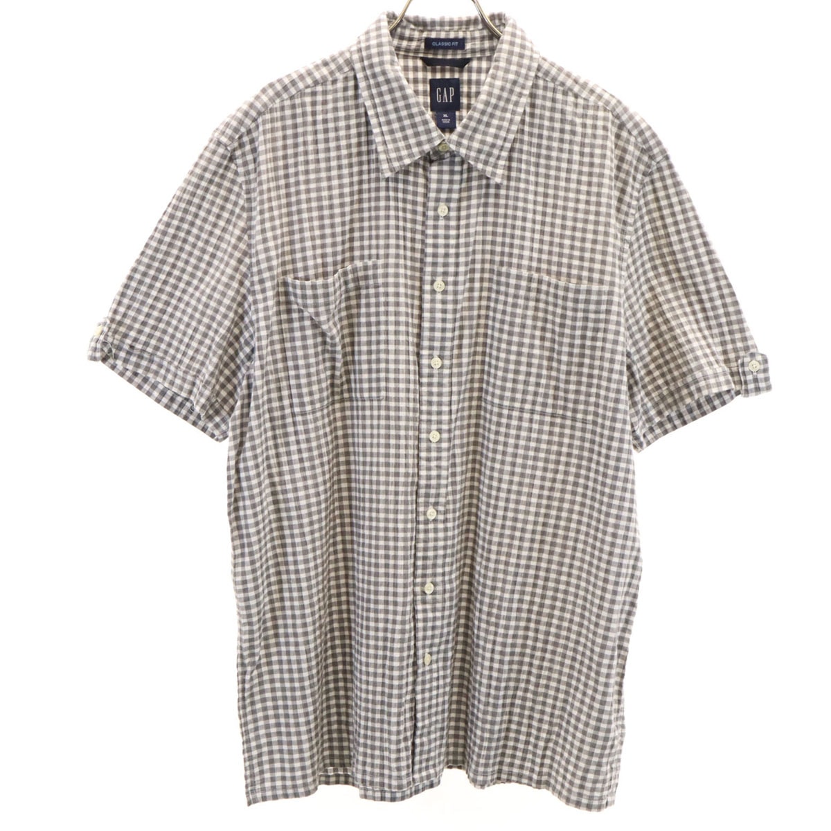 GAP ギャップ ギンガムチェック 半袖 シャツ XL グレー