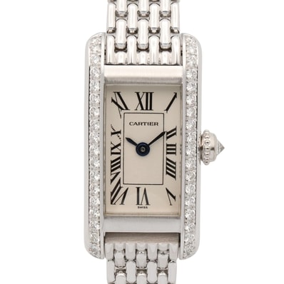 カルティエ CARTIER タンクアロンジェ サイドダイヤ 腕時計 時計 K18WG(ホワイトゴールド) ダイヤモンド レディース シルバー系 WB3016U3 【中古】