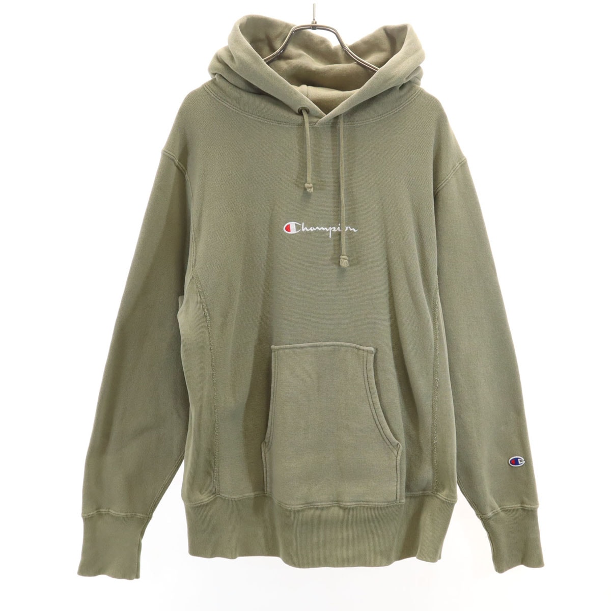 Champion チャンピオン リバースウィーブ 長袖 スウェットパーカー M カーキ 裏起毛 プルオーバー