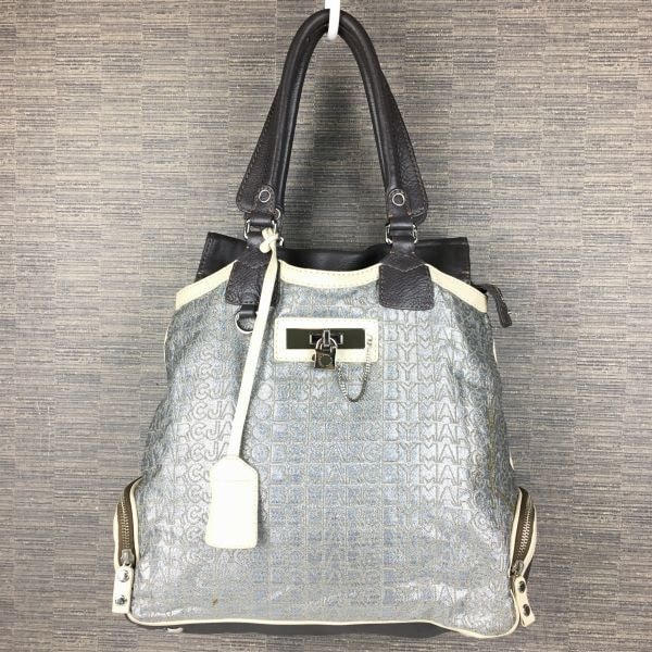 MARC BY MARC JACOBS/マークバイマークジェイコブス ハンド/トートバッグ グレー ロゴ総柄 管NO.B25-15