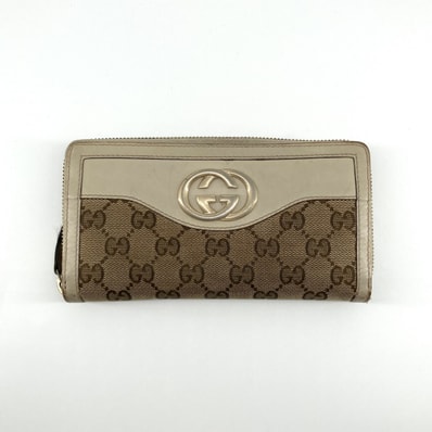 GUCCI(グッチ) スーキー ラウンドファスナー 308012 長財布 ベージュ×ブラウン