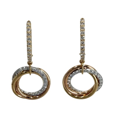 CARTIER カルティエ ピアス トリニティ フープ アクセサリー ジュエリー Trinity 18金 Au750 K18イエローゴールド K18ピンクゴールド K18ホワイトゴールド レディース 約6.8g 美品【中古品】