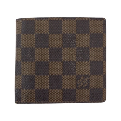 LOUIS VUITTON ルイヴィトン ダミエ ポルトフォイユ・マルコ ブラウン ダークブラウン ゴールド金具 PVC 折財布 コンパクトウォレット 603383 【中古】