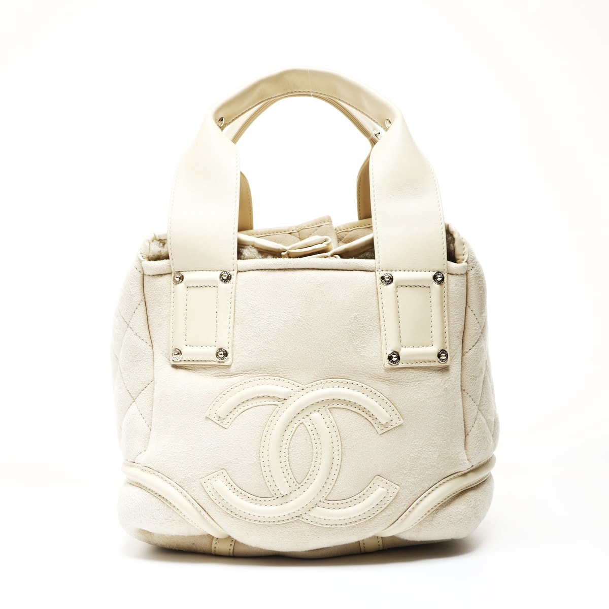 シャネル CHANEL アイボリー ムートン スエード ココマーク 10番台 2005-2006 ハンドバッグ【中古】