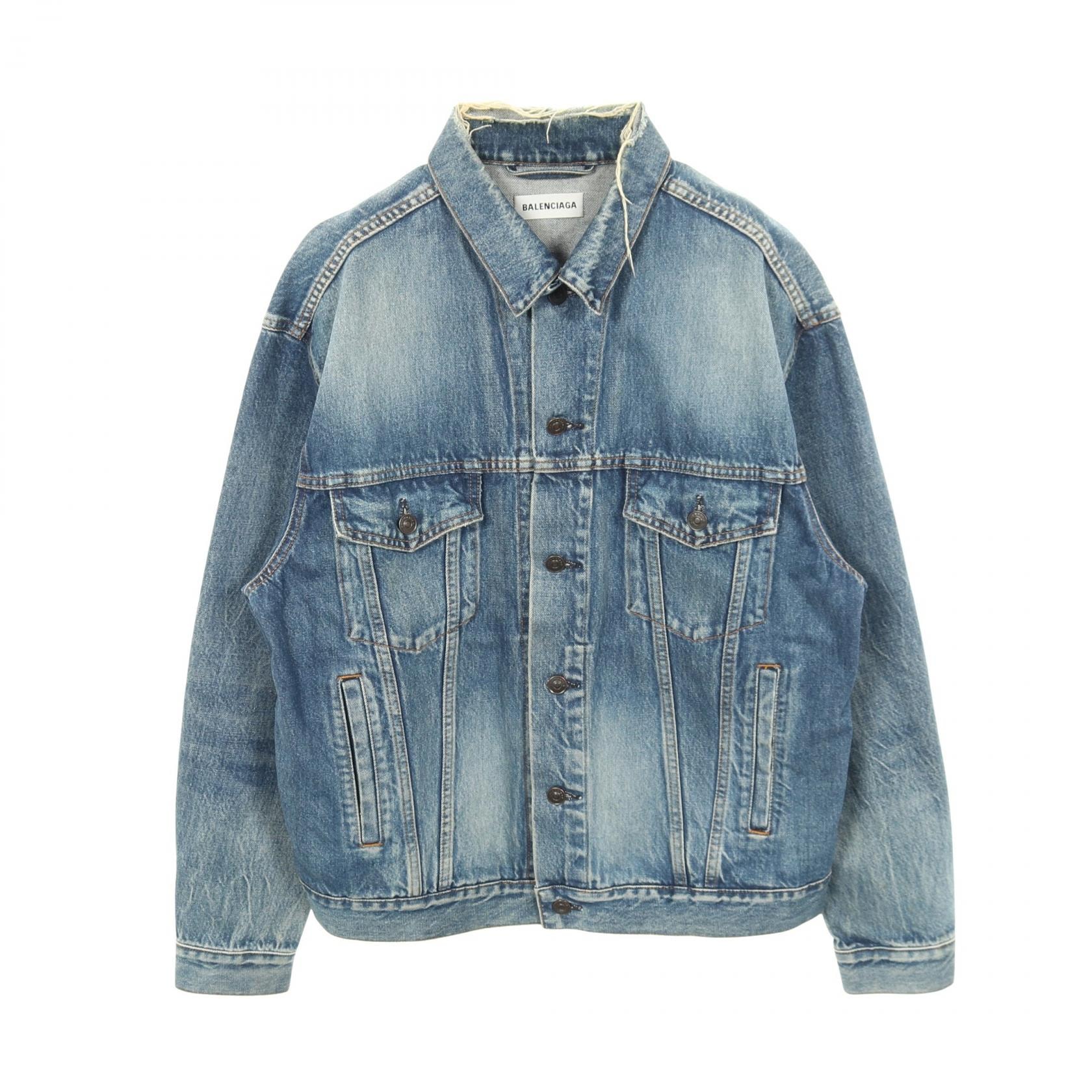 バレンシアガ BALENCIAGA デニムジャケット 衣料品 アウター コットン メンズ ネイビー系 【中古】