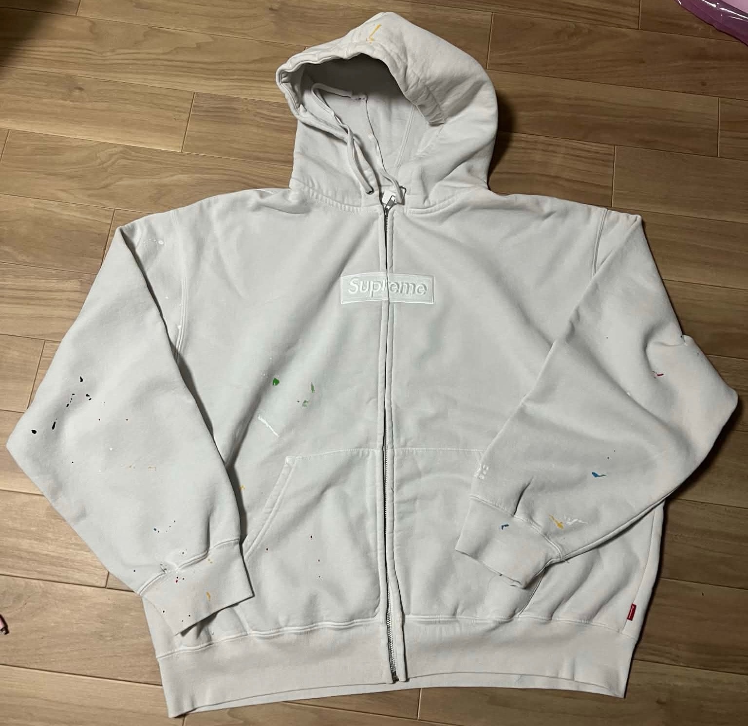 Supreme x MM6 Maison Margiela Box Logo Zip Up Hooded Sweatshirt "White"