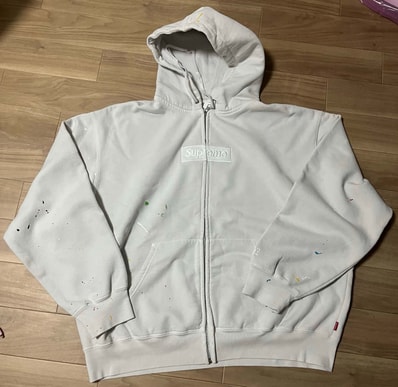 Supreme x MM6 Maison Margiela Box Logo Zip Up Hooded Sweatshirt "White"