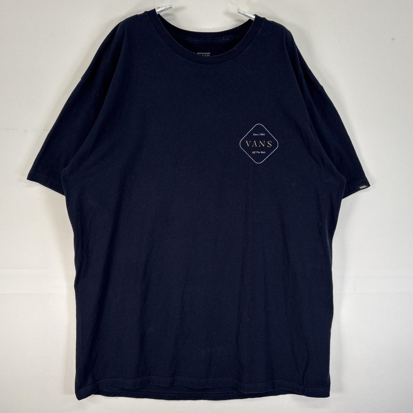 古着 バンズ VANS 半袖Tシャツ 両面 プリント 花 クルーネック LARGE ネイビー メンズ