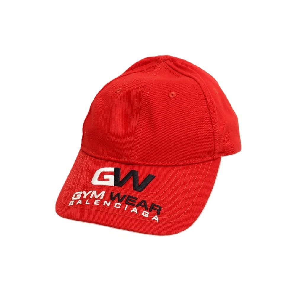 【中古】バレンシアガ BALENCIAGA GYM WEAR ツイルコットン ベースボールキャップ 帽子 レッド【サイズL(59cm)】【メンズ】