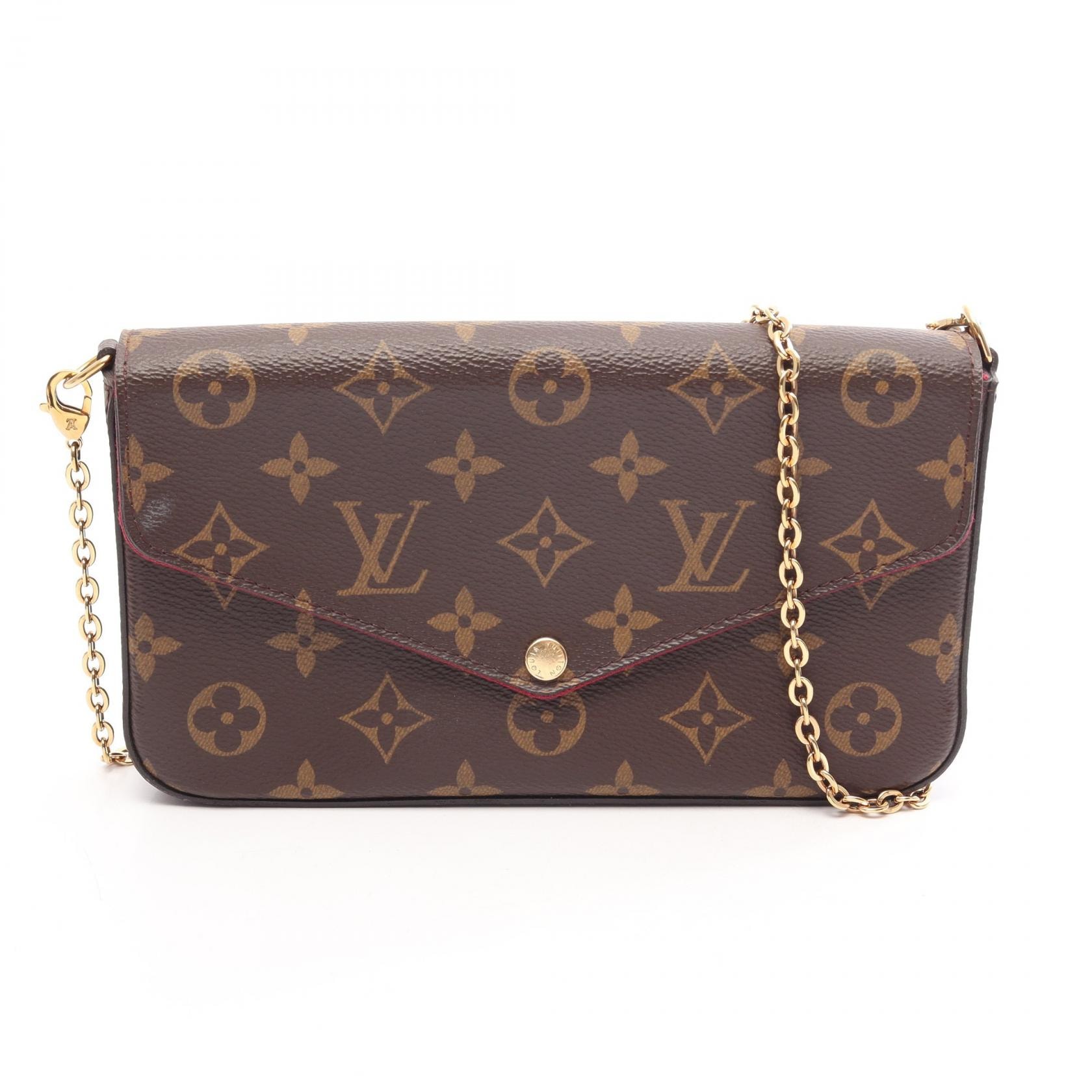 ルイ・ヴィトン LOUIS VUITTON ポシェット フェリシー モノグラム フューシャ ショルダーバッグ バッグ PVCコーティングキャンバス レザー レディース ブラウン系 M61276 【中古】
