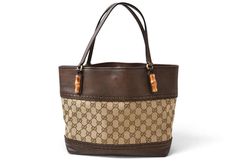 グッチ トートバッグ GUCCI バンブー 353125 GGキャンバス レザー ブラウン/ベージュ レディース A4収納可能【中古】