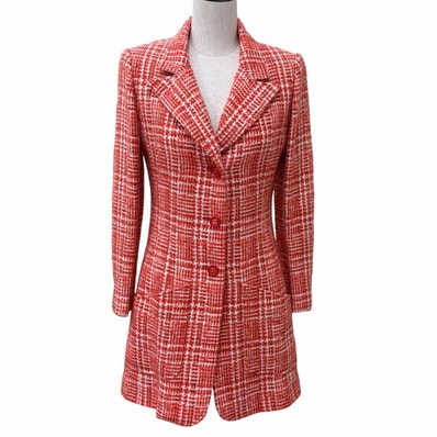 極美品 シャネル コート レッド系 レディース 36 97P P07620