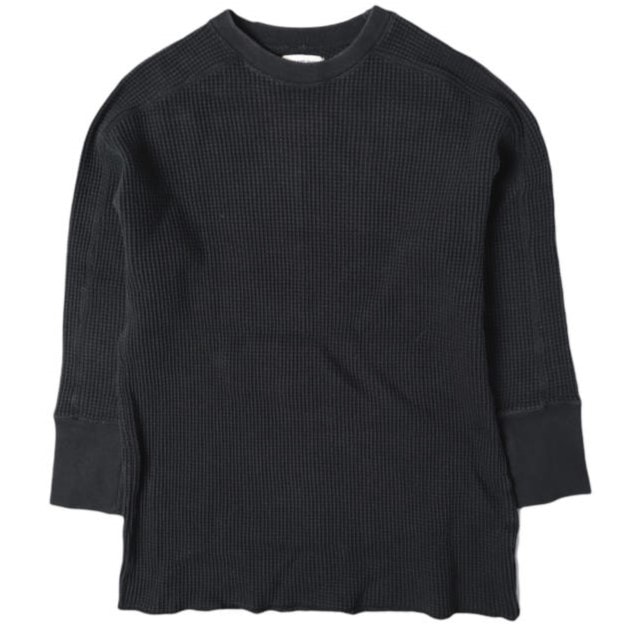 BEAMS BOY ビームスボーイ 20AW サーマル ビッグシルエット サイズ クルー 13-14-0376-654 ONE SIZE BLACK 長袖 ワッフル カットソー Tシャツ トップス g13754