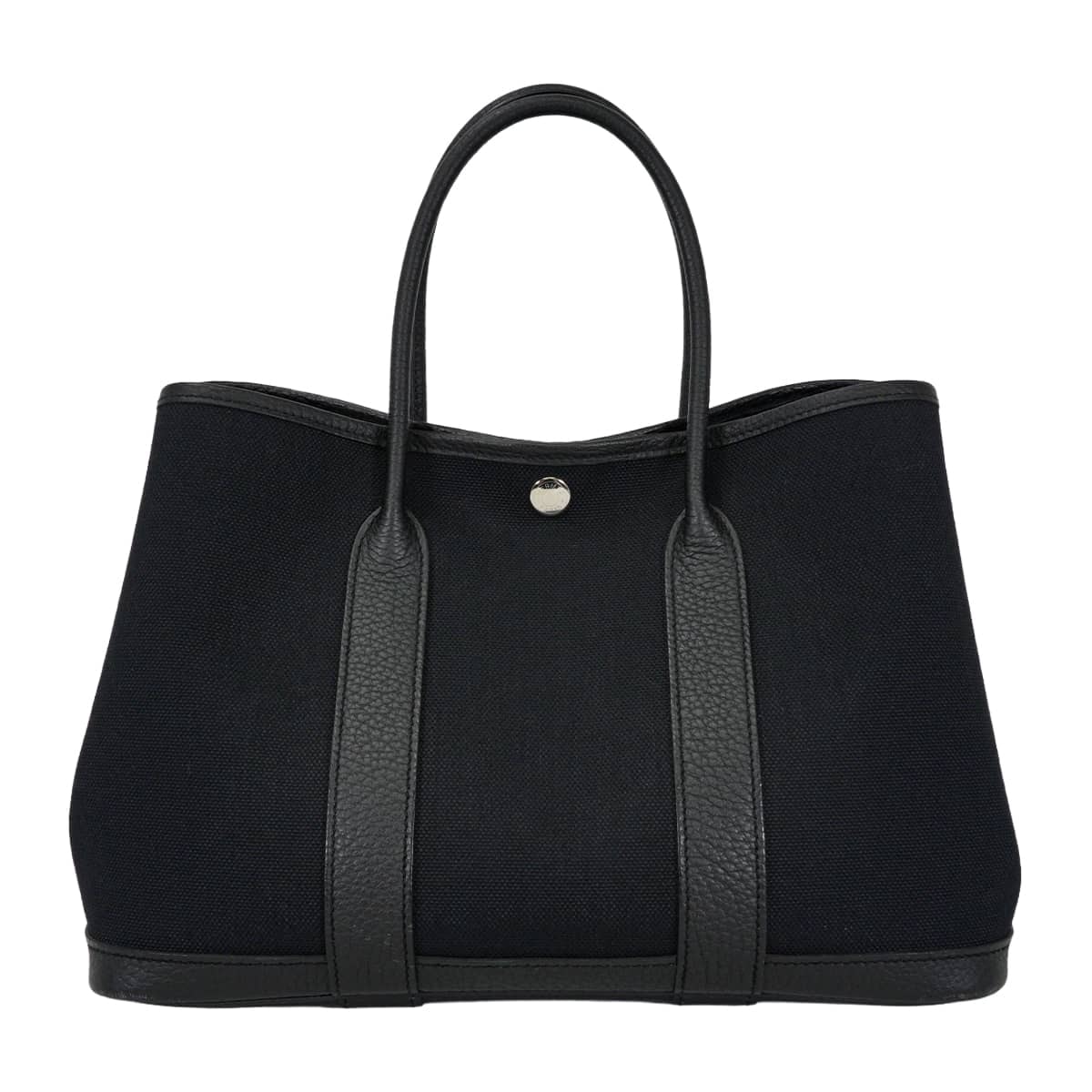 HERMES エルメス トートバッグ ガーデンパーティ 30 TPM 黒 (ブラック) トワルミリタリー/ネゴンダ シルバー金具 B刻印 SAランク【中古】