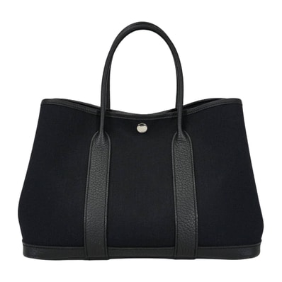 HERMES エルメス トートバッグ ガーデンパーティ 30 TPM 黒 (ブラック) トワルミリタリー/ネゴンダ シルバー金具 B刻印 SAランク【中古】